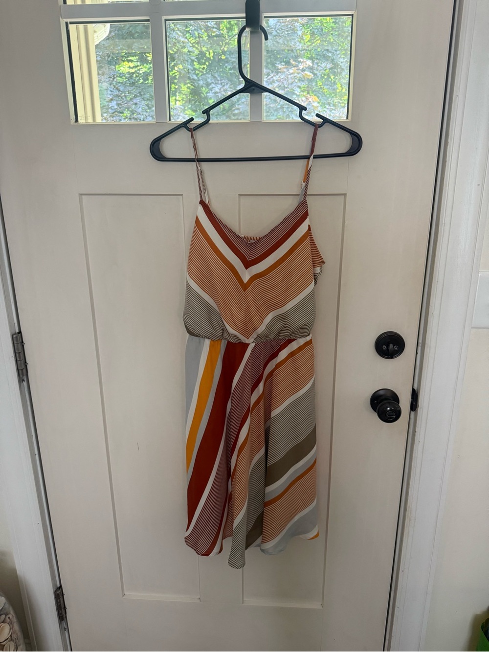 Lauren Conrad Diagonal Stripe Midi Sundress in Rust & Mustard